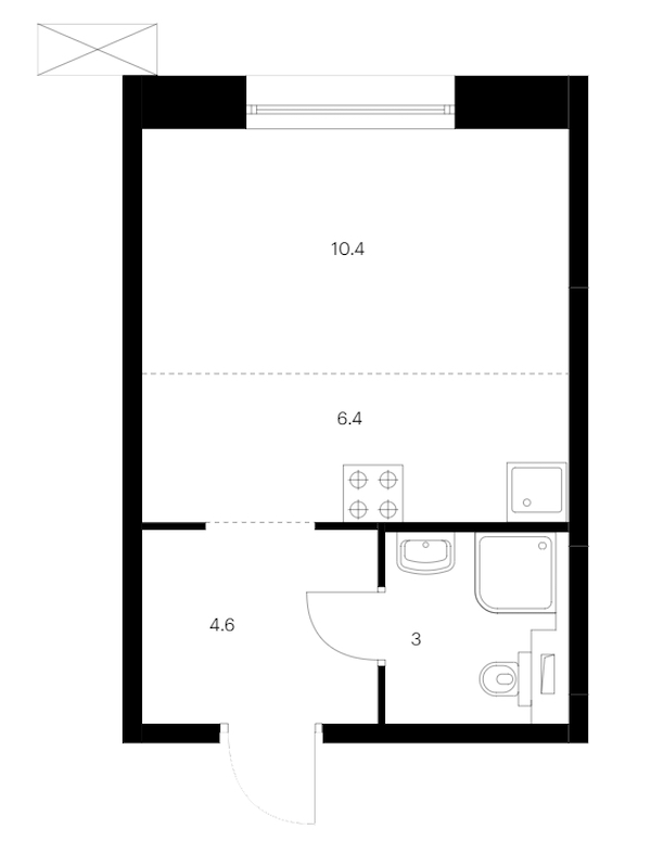 Квартира студия 24.4 м², 9/14 эт., ЖК «Аэронавт»