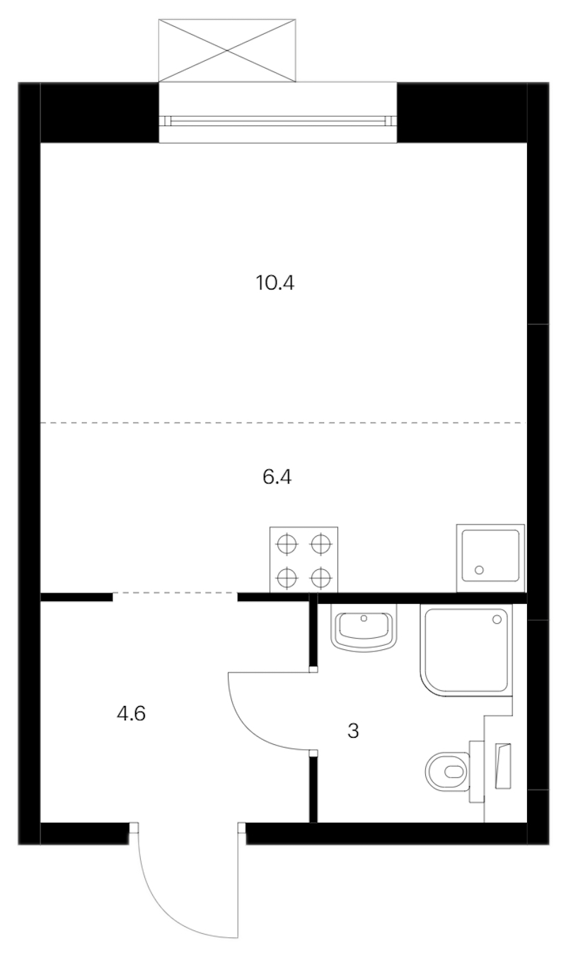 Квартира студия 24.4 м², 12/14 эт., ЖК «Аэронавт»