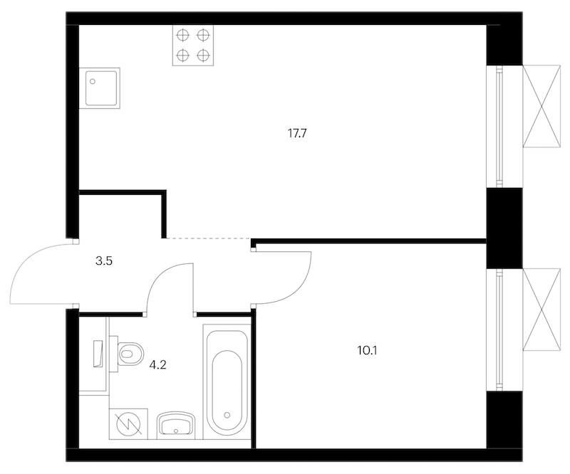 1-комнатная квартира 35.5 м², 14/14 эт., ЖК «Аэронавт»
