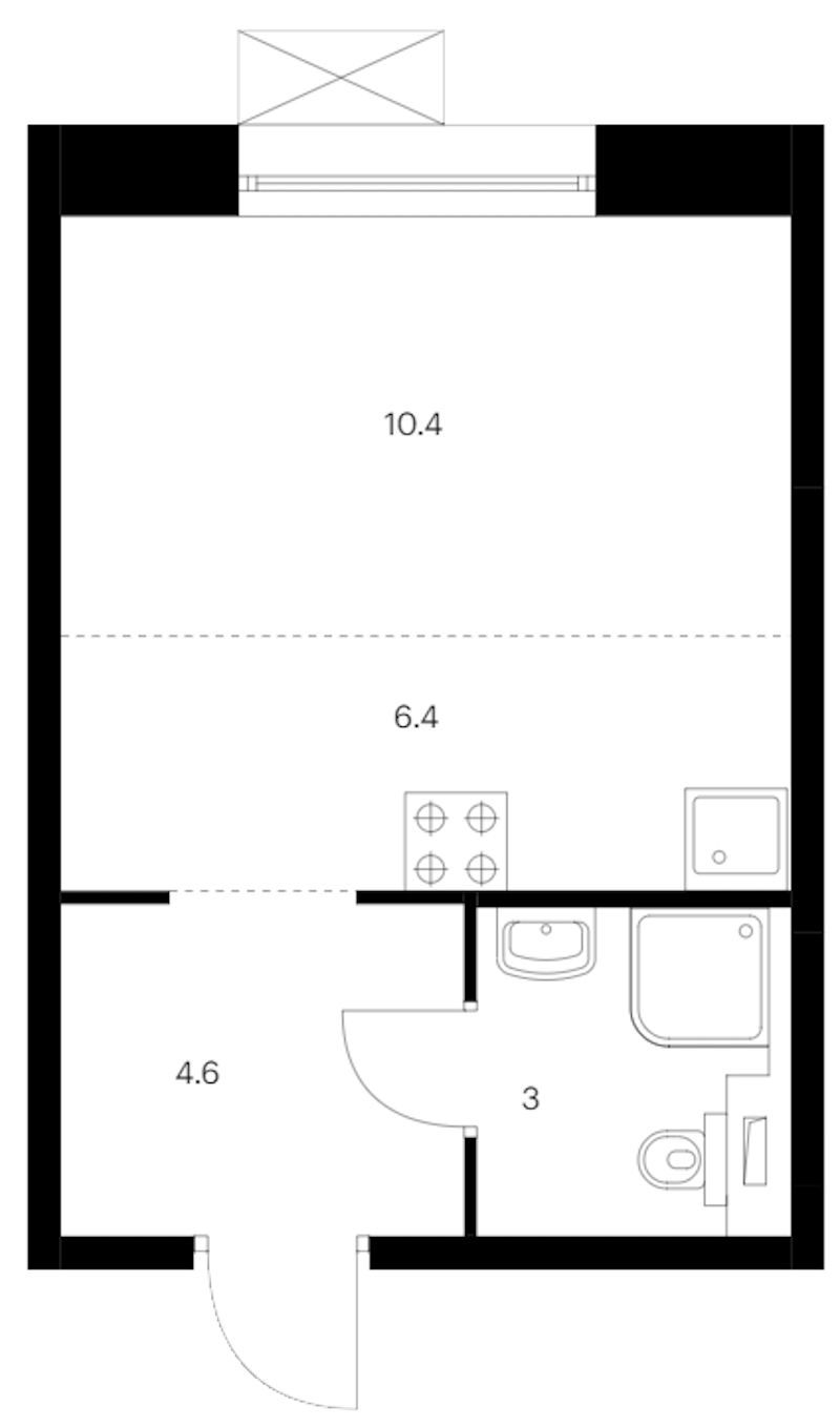 Квартира студия 24.4 м², 14/14 эт., ЖК «Аэронавт»