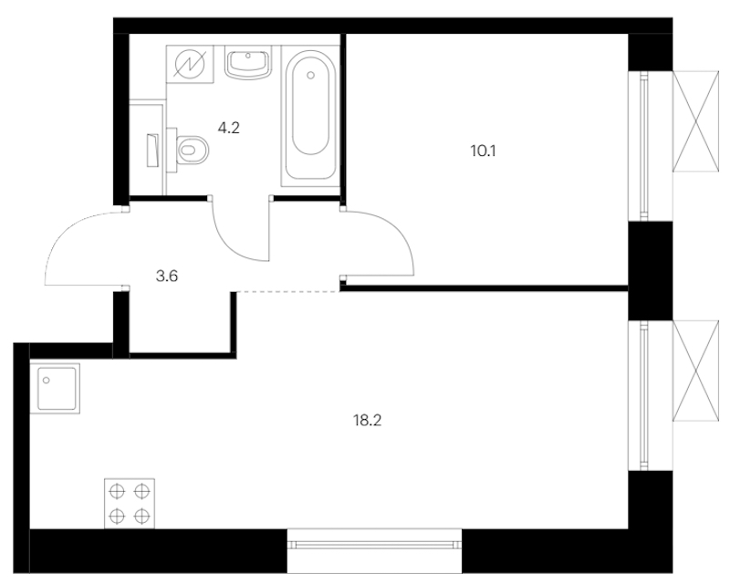 1-комнатная квартира 36.1 м², 14/14 эт., ЖК «Аэронавт»
