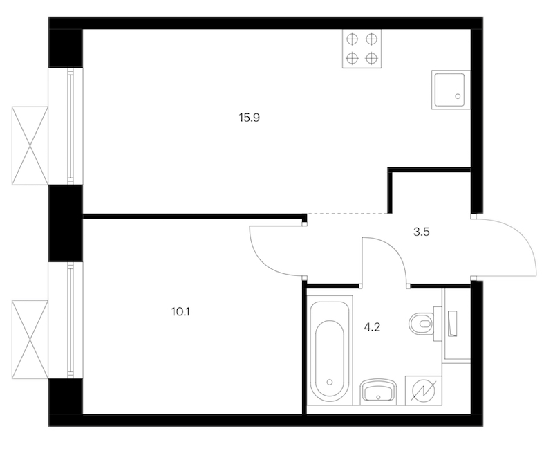 1-комнатная квартира 33.7 м², 14/14 эт., ЖК «Аэронавт»