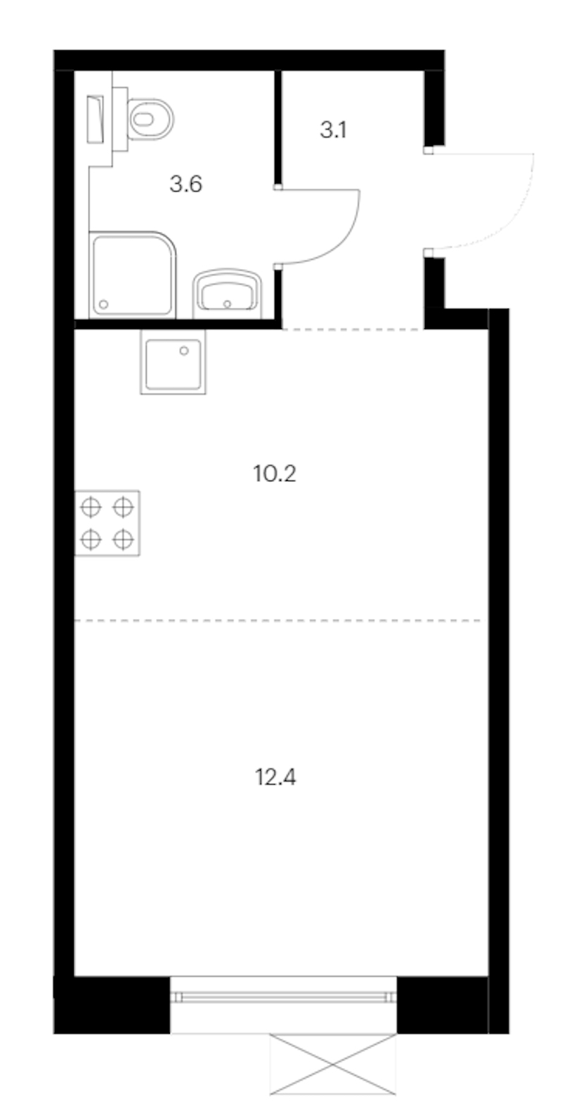 Квартира студия 29.3 м², 14/14 эт., ЖК «Аэронавт»