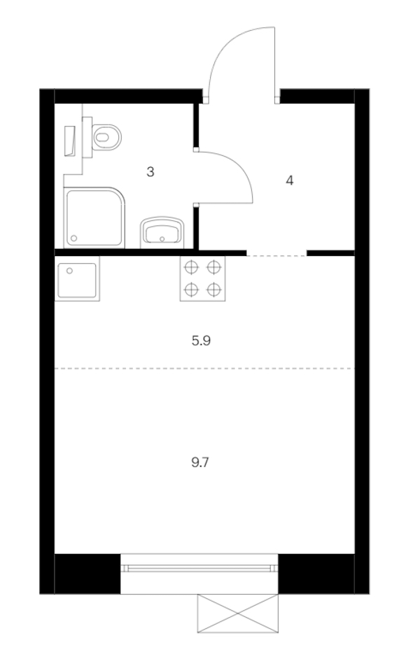 Квартира студия 22.6 м², 3/14 эт., ЖК «Аэронавт»