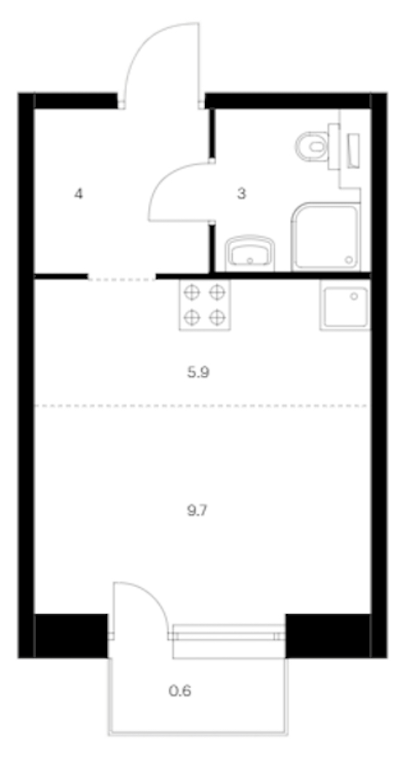 Квартира студия 22.6 м², 7/14 эт., ЖК «Аэронавт»