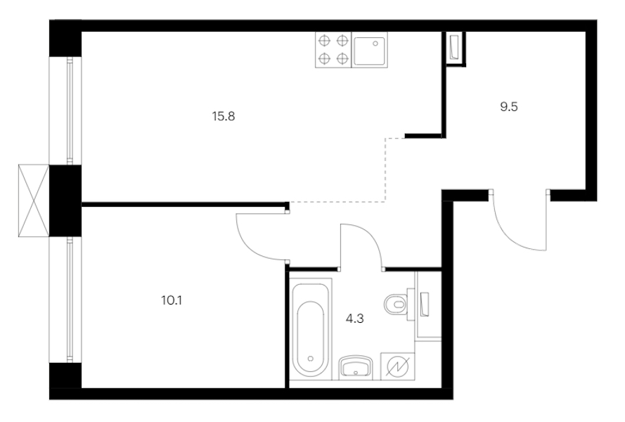 1-комнатная квартира 39.7 м², 8/14 эт., ЖК «Аэронавт»