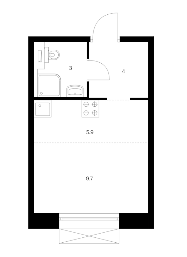 Квартира студия 22.6 м², 12/14 эт., ЖК «Аэронавт»
