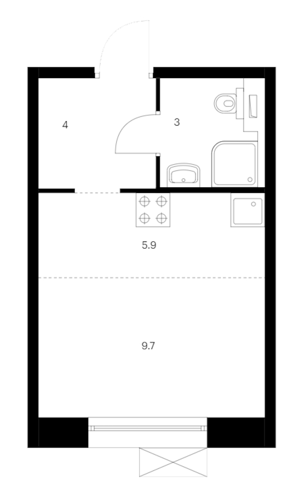 Квартира студия 22.6 м², 14/14 эт., ЖК «Аэронавт»
