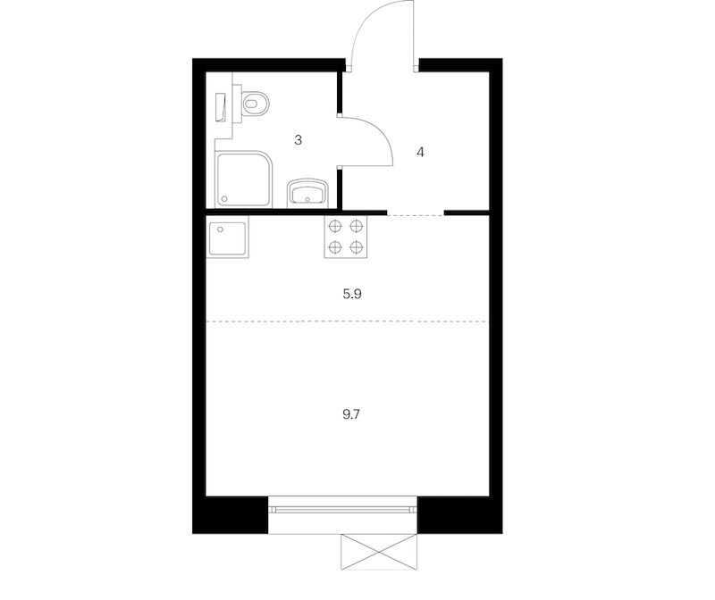 Квартира студия 22.6 м², 14/14 эт., ЖК «Аэронавт»