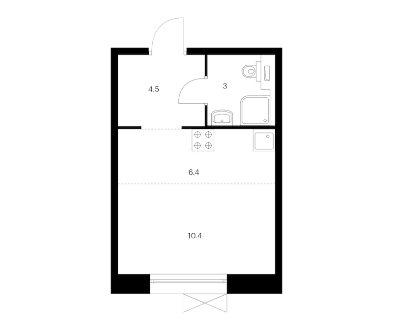 Квартира студия 24.3 м², 14/14 эт., ЖК «Аэронавт»