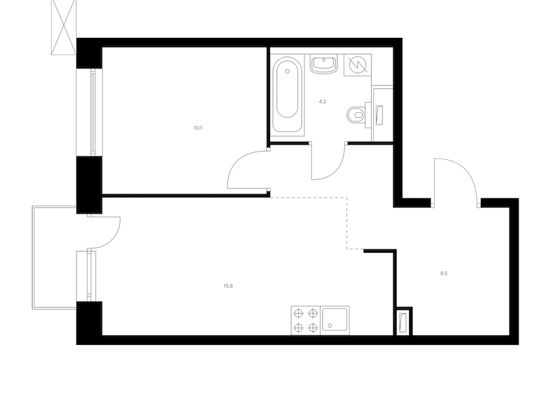 1-комнатная квартира 40.2 м², 4/14 эт., ЖК «Аэронавт»