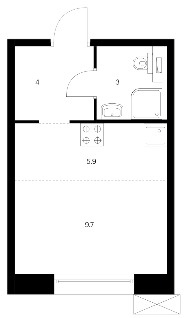 Квартира студия 22.6 м², 4/14 эт., ЖК «Аэронавт»