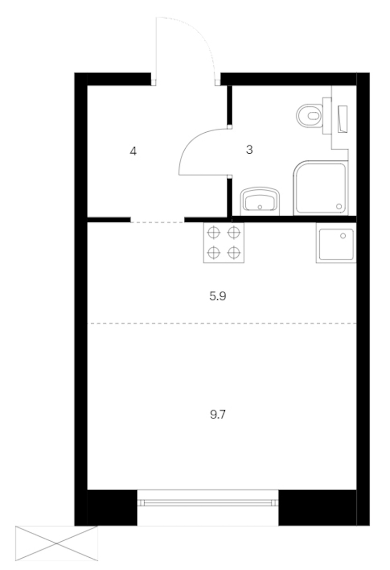 Квартира студия 22.6 м², 4/14 эт., ЖК «Аэронавт»