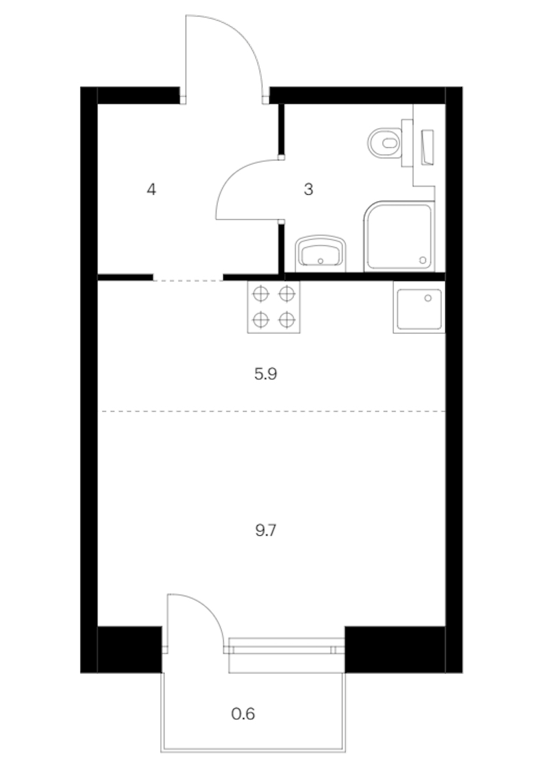 Квартира студия 23.2 м², 7/14 эт., ЖК «Аэронавт»