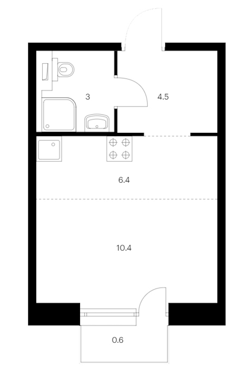 Квартира студия 24.9 м², 8/14 эт., ЖК «Аэронавт»