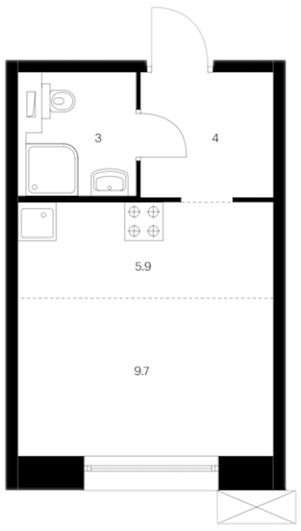Квартира студия 22.6 м², 8/14 эт., ЖК «Аэронавт»