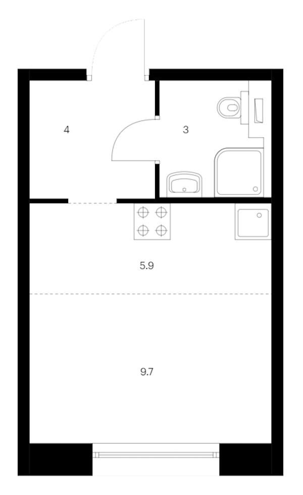 Квартира студия 22.6 м², 11/14 эт., ЖК «Аэронавт»