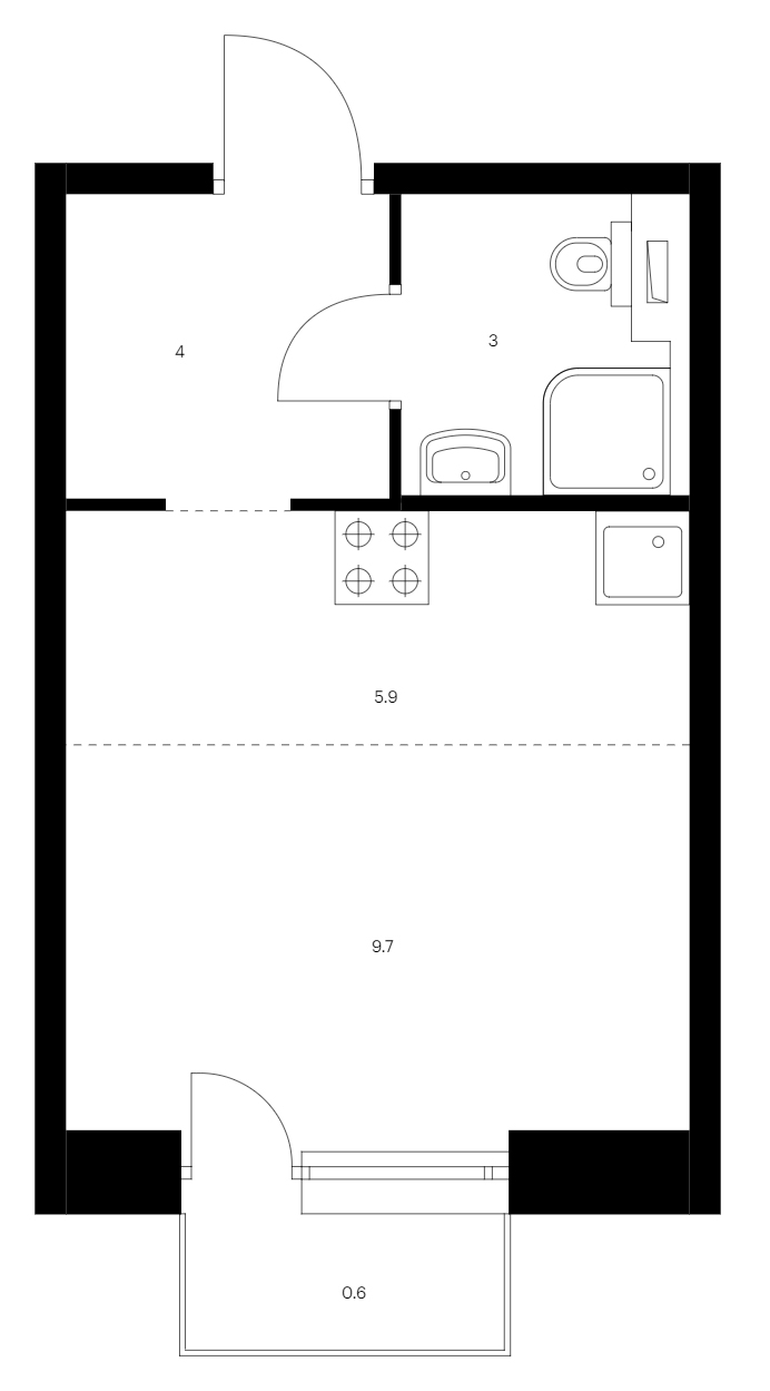 Квартира студия 23.2 м², 11/14 эт., ЖК «Аэронавт»