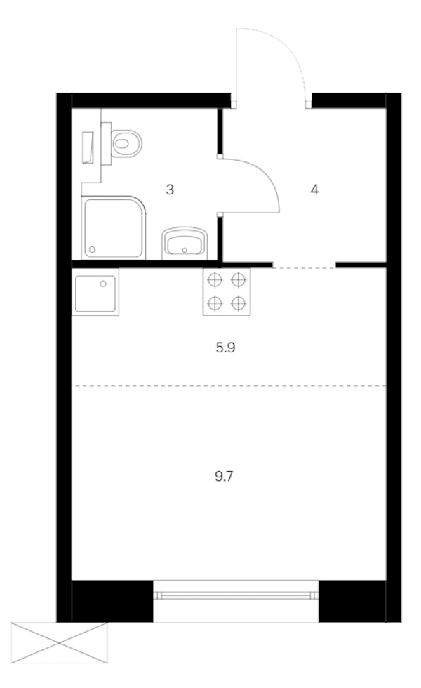 Квартира студия 22.6 м², 11/14 эт., ЖК «Аэронавт»