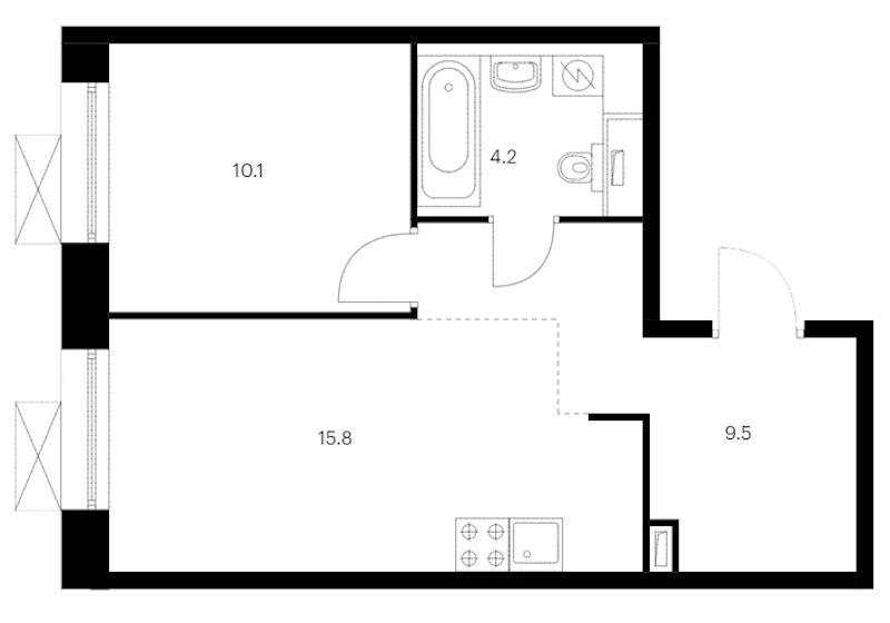 1-комнатная квартира 39.6 м², 14/14 эт., ЖК «Аэронавт»