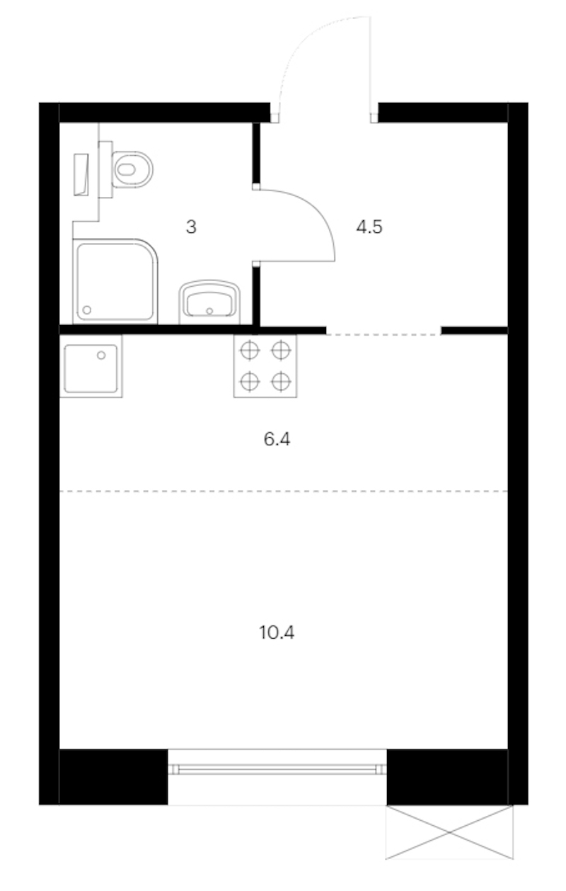 Квартира студия 24.3 м², 14/14 эт., ЖК «Аэронавт»