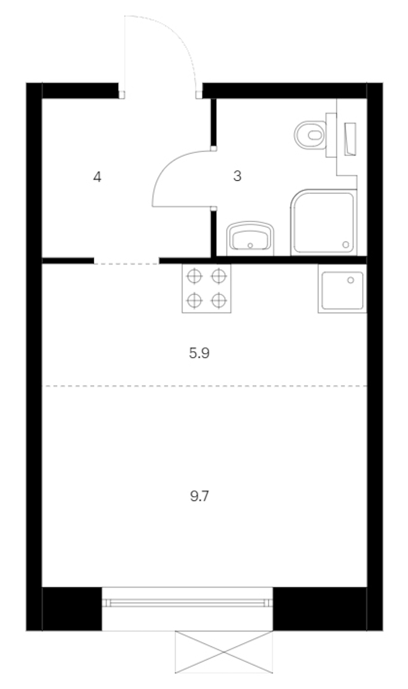 Квартира студия 22.6 м², 14/14 эт., ЖК «Аэронавт»
