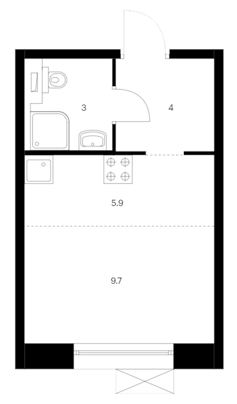 Квартира студия 22.6 м², 14/14 эт., ЖК «Аэронавт»