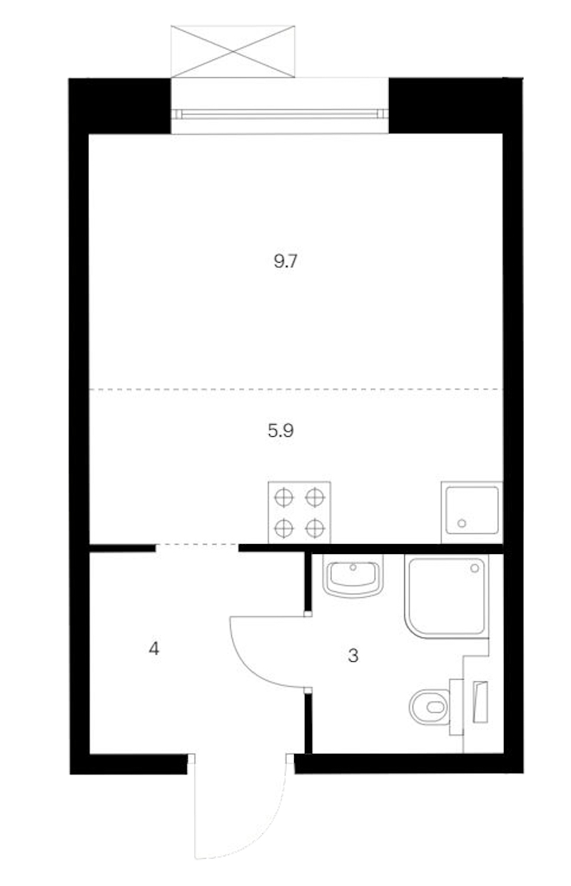 Квартира студия 22.6 м², 12/14 эт., ЖК «Аэронавт»