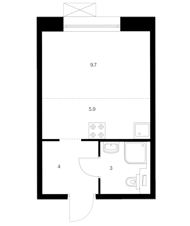 Квартира студия 22.6 м², 14/14 эт., ЖК «Аэронавт»