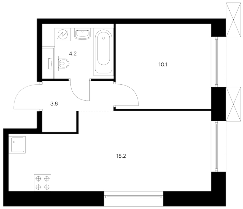 1-комнатная квартира 36.1 м², 2/13 эт., ЖК «Аэронавт»