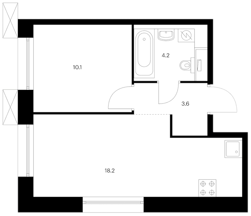 1-комнатная квартира 36.1 м², 2/13 эт., ЖК «Аэронавт»