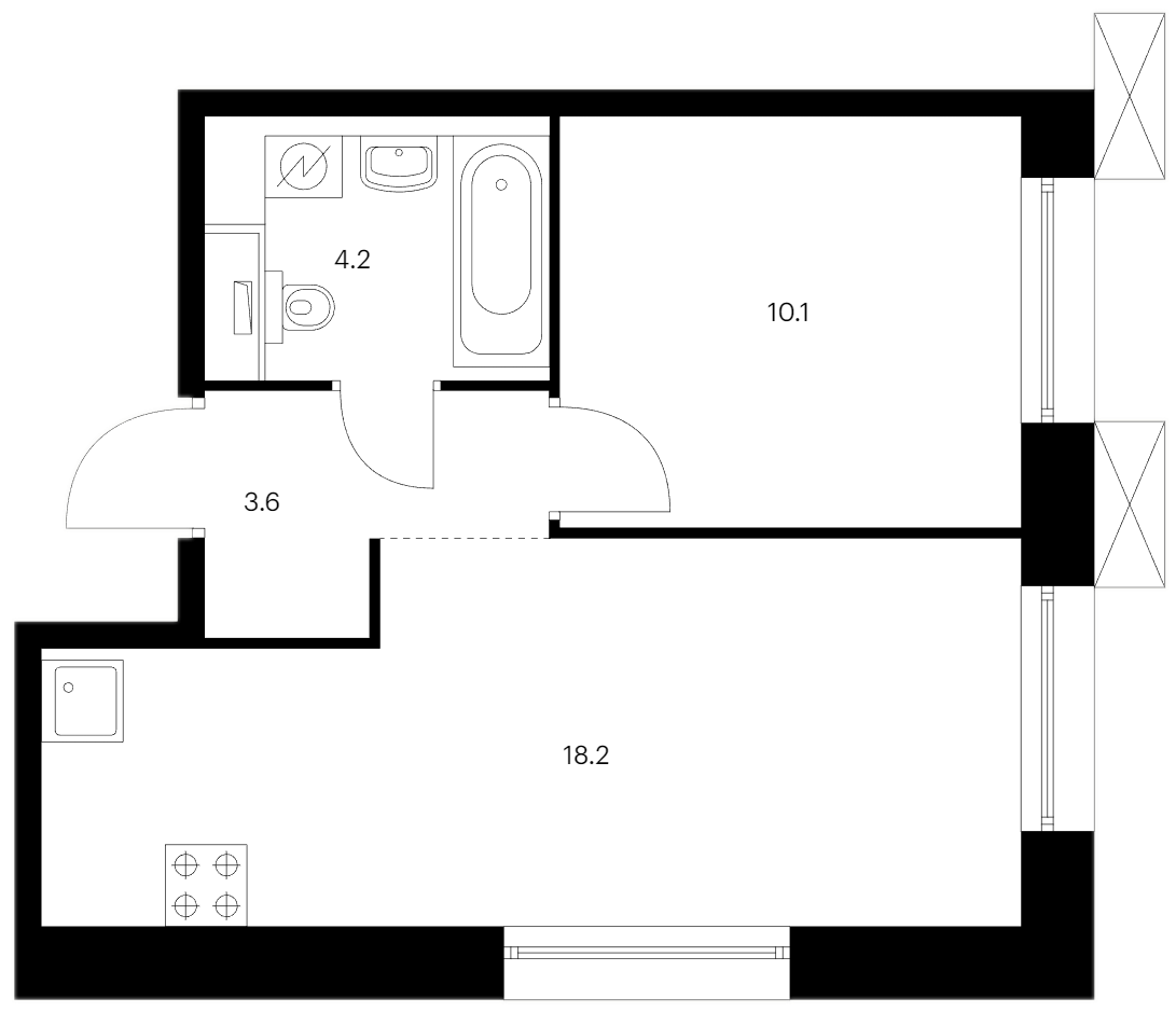 1-комнатная квартира 36.1 м², 4/13 эт., ЖК «Аэронавт»