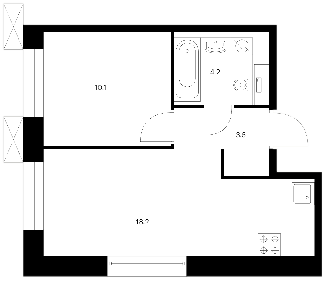1-комнатная квартира 36.1 м², 5/13 эт., ЖК «Аэронавт»