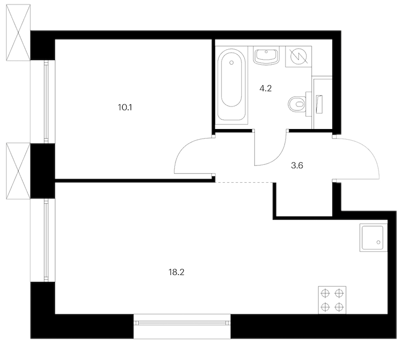 1-комнатная квартира 36.1 м², 7/13 эт., ЖК «Аэронавт»