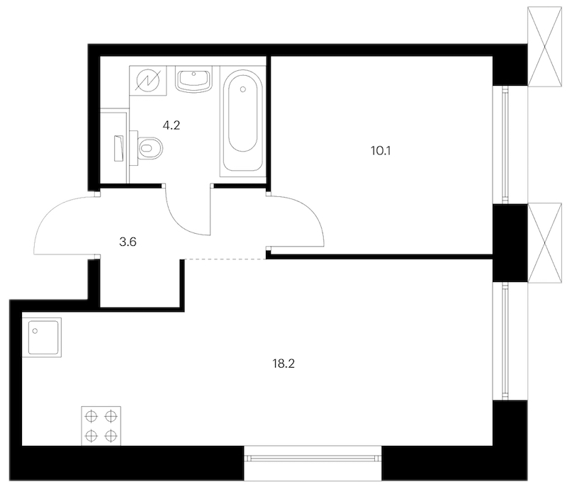 1-комнатная квартира 36.1 м², 8/13 эт., ЖК «Аэронавт»