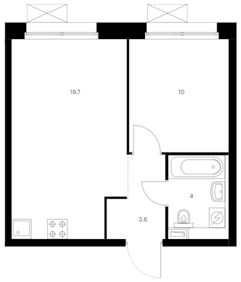 1-комнатная квартира 37.3 м², 10/12 эт., ЖК «Аэронавт»