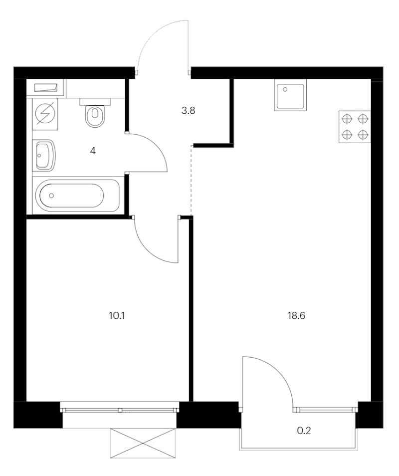 1-комнатная квартира 36.7 м², 3/12 эт., ЖК «Аэронавт»