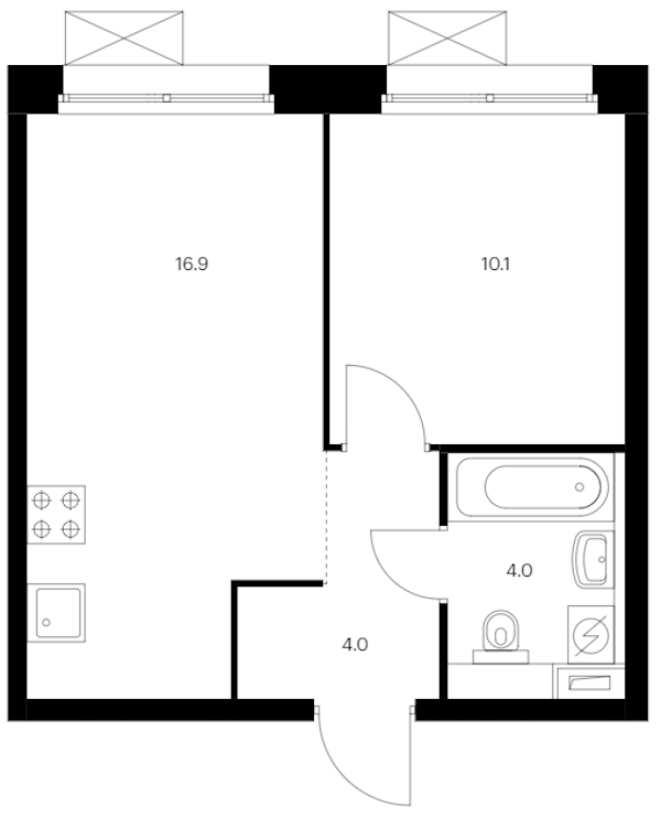 1-комнатная квартира 35 м², 6/12 эт., ЖК «Аэронавт»