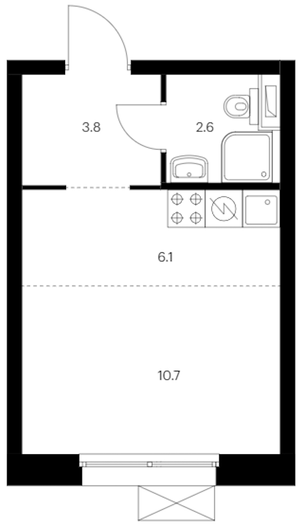 Квартира студия 23.2 м², 9/12 эт., ЖК «Аэронавт»