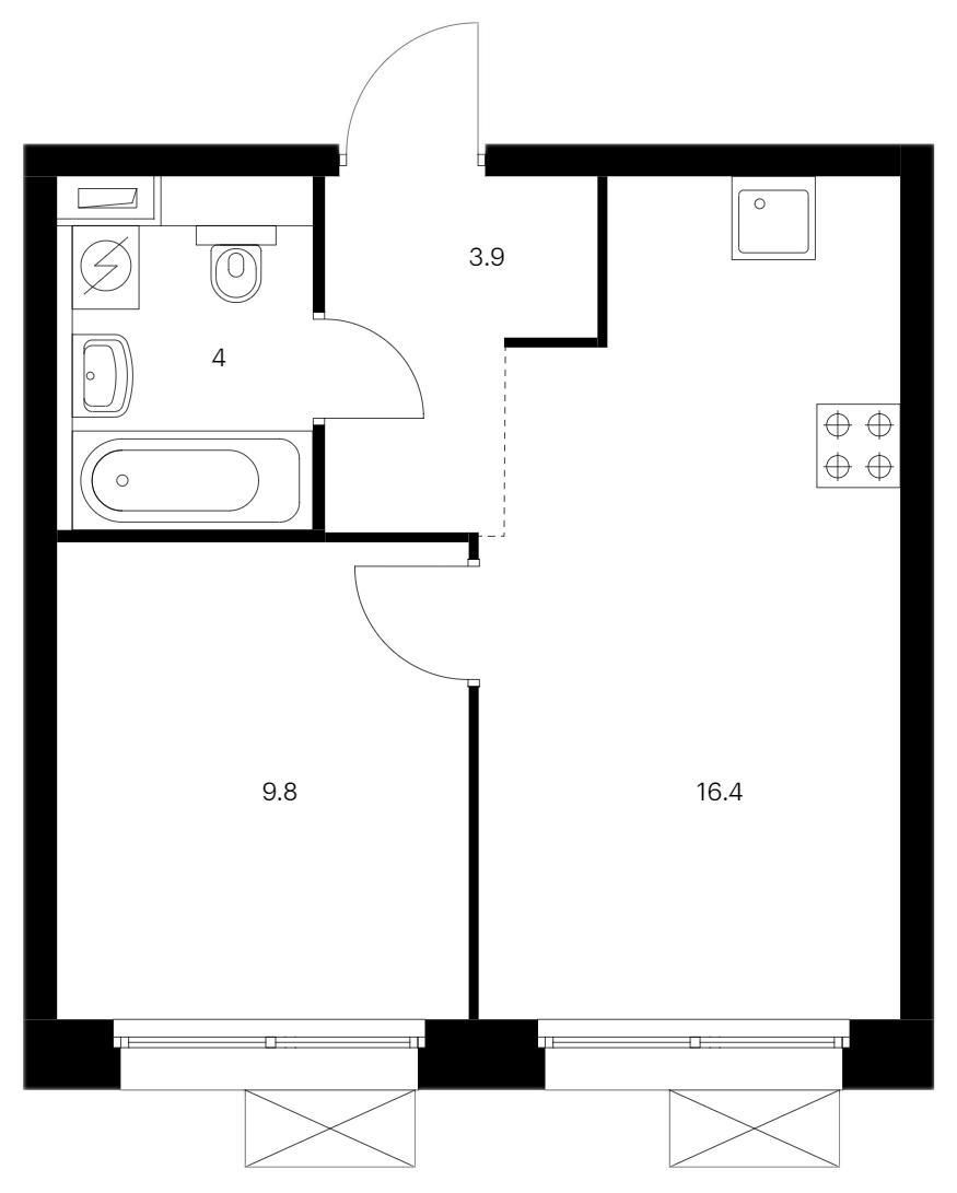1-комнатная квартира 34.1 м², 10/12 эт., ЖК «Аэронавт»