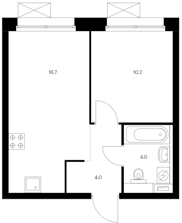 1-комнатная квартира 34.9 м², 11/12 эт., ЖК «Аэронавт»