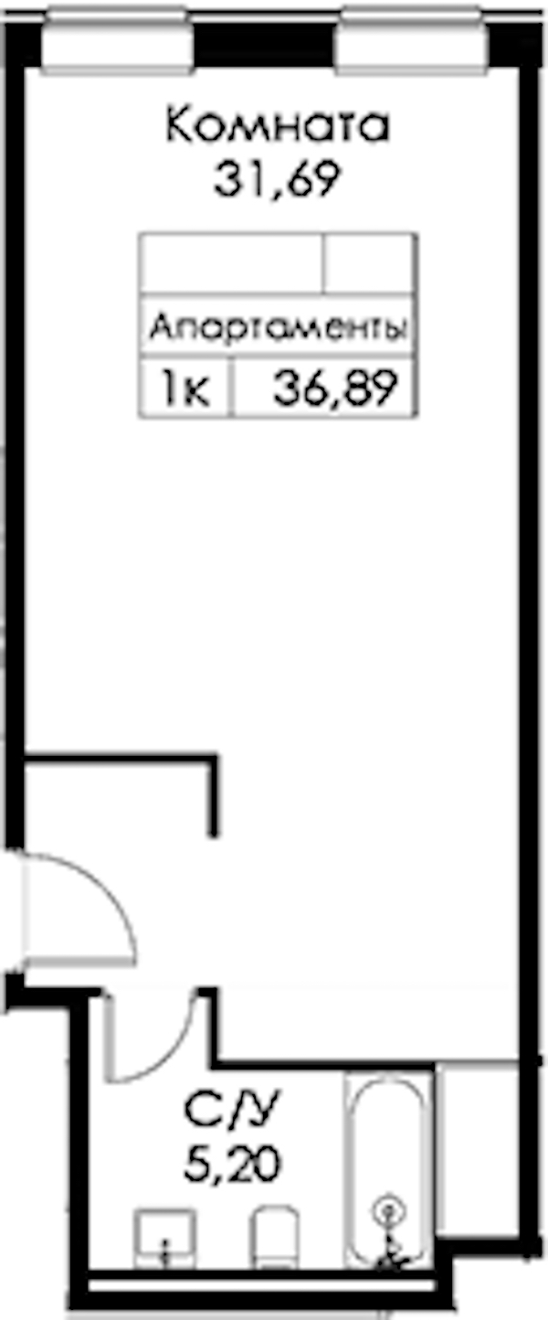 Квартира студия 36.89 м², 2/15 эт., ЖК «Вольта»