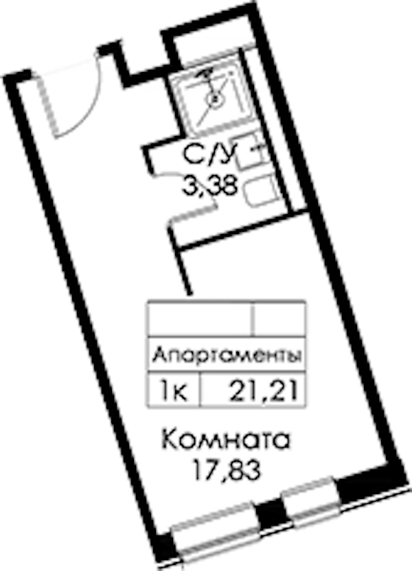 Квартира студия 21.21 м², 2/15 эт., ЖК «Вольта»