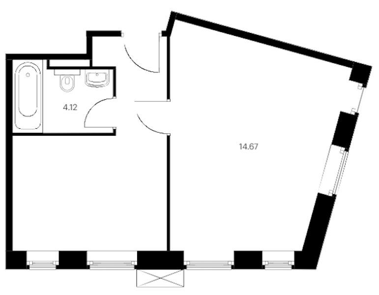 1-комнатная квартира 39.45 м², 2/15 эт., ЖК «Вольта»