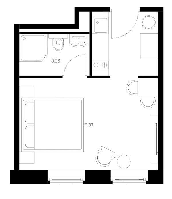Квартира студия 22.63 м², 2/15 эт., ЖК «Вольта»