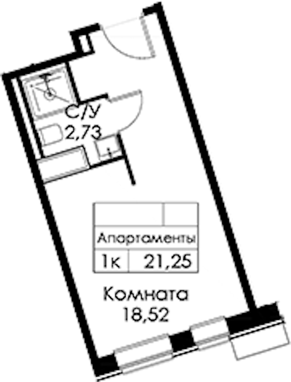Квартира студия 21.25 м², 2/15 эт., ЖК «Вольта»