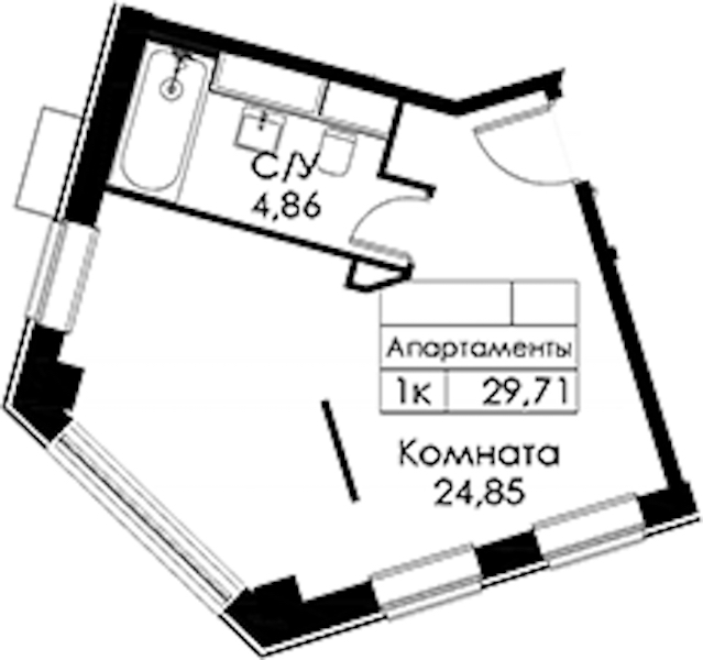 Квартира студия 29.71 м², 3/15 эт., ЖК «Вольта»