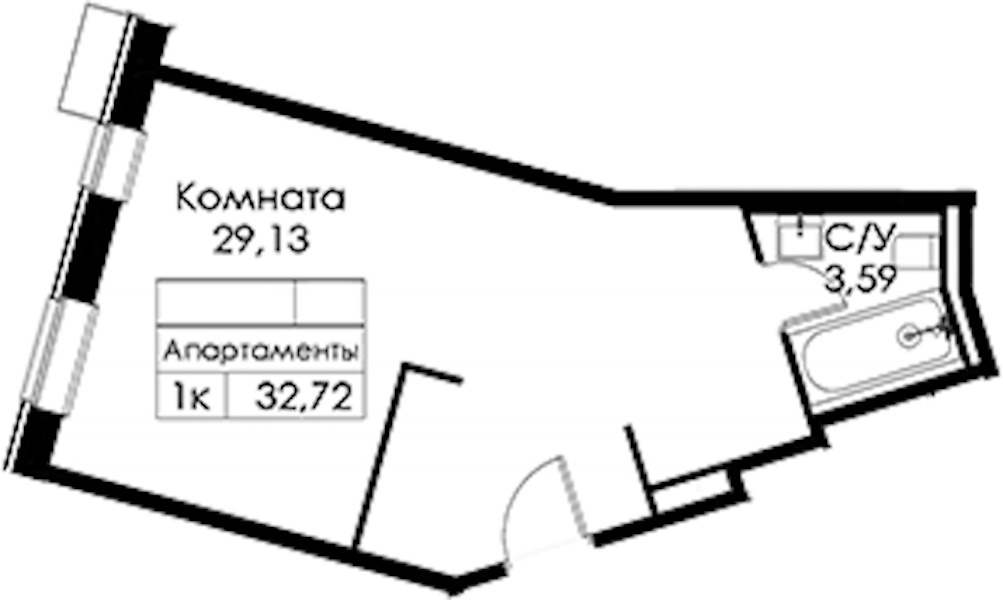 Квартира студия 32.72 м², 3/15 эт., ЖК «Вольта»