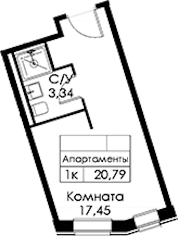 Квартира студия 20.79 м², 4/15 эт., ЖК «Вольта»