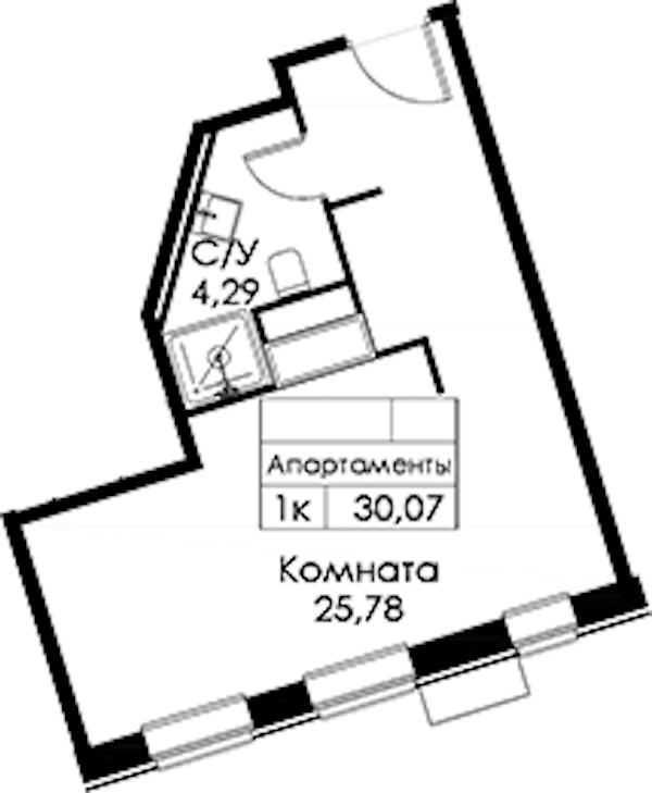 Квартира студия 30.07 м², 4/15 эт., ЖК «Вольта»